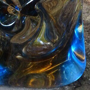 Vintage Harrachov 1950s Czech Glass Ashtray Vase Dish Sculpture